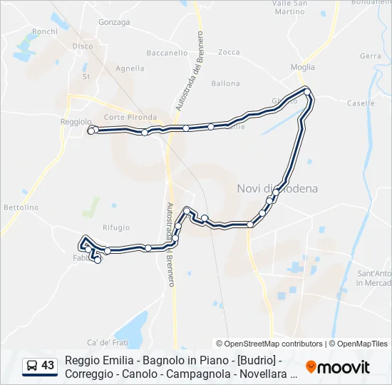 43 Bus Line Map