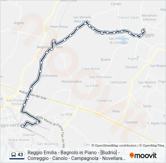 43 Bus Line Map