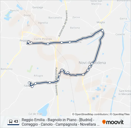 43 Bus Line Map
