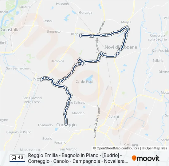 43 Bus Line Map