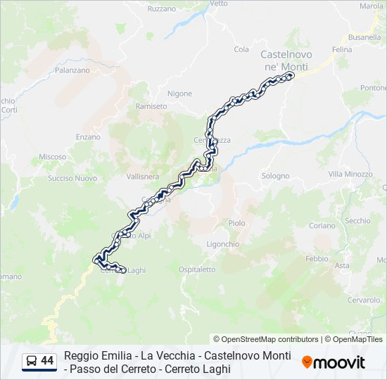 44 bus Line Map