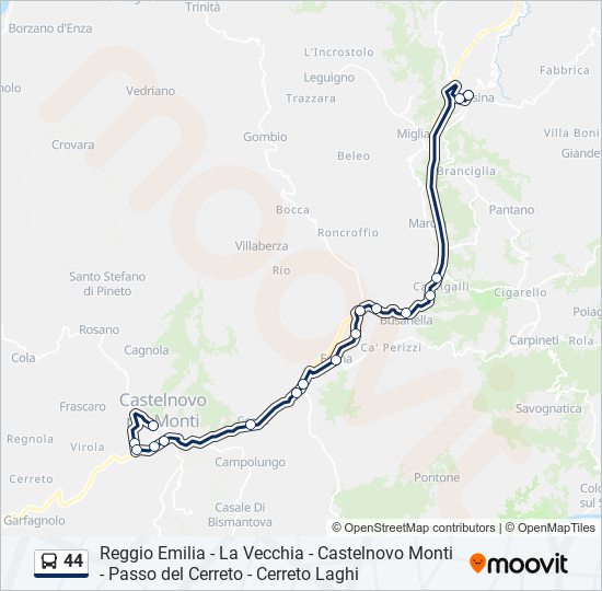 Percorso linea bus 44