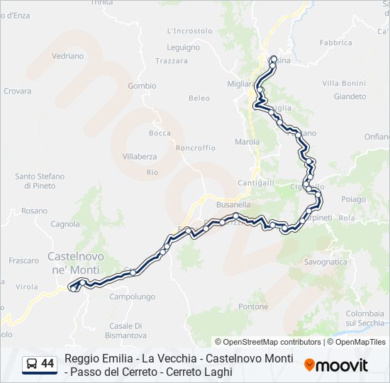 44 bus Line Map