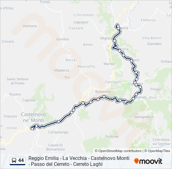 Percorso linea bus 44