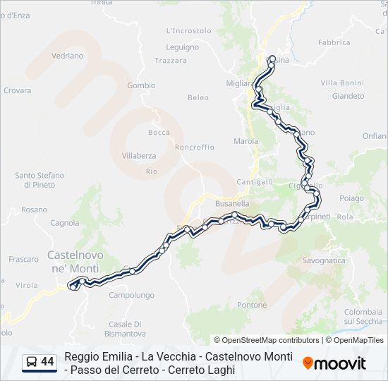 Percorso linea bus 44