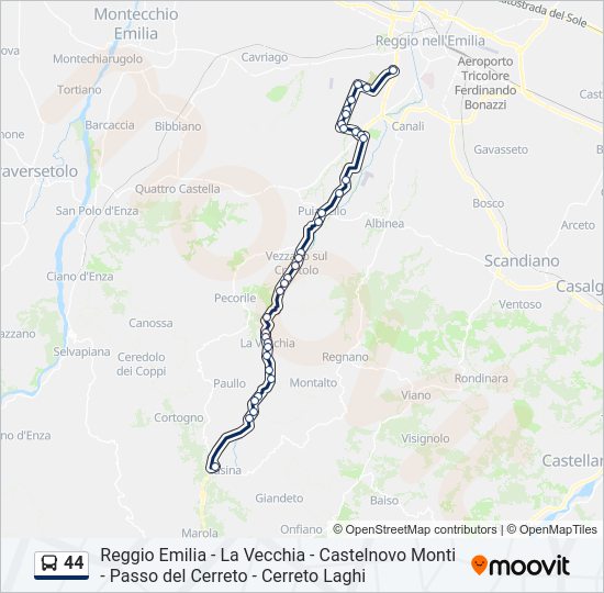 Percorso linea bus 44