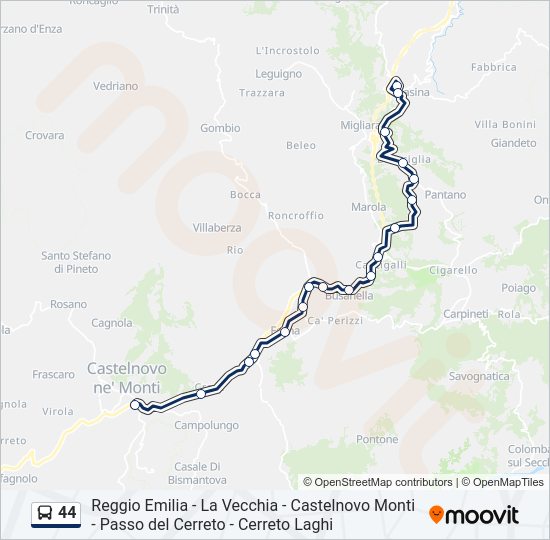 Percorso linea bus 44