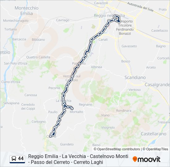 Percorso linea bus 44