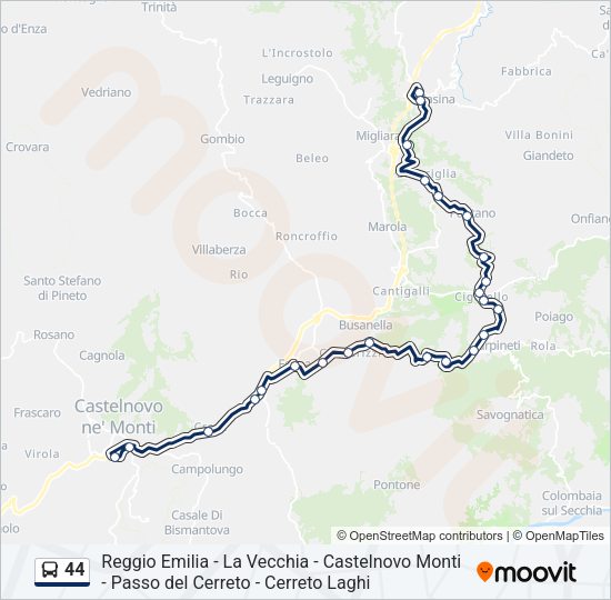Percorso linea bus 44