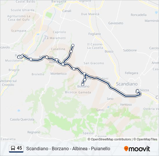 45 bus Line Map