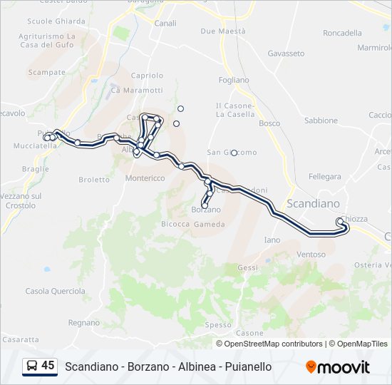 Percorso linea bus 45