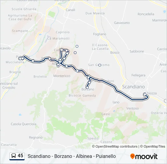45 Bus Line Map