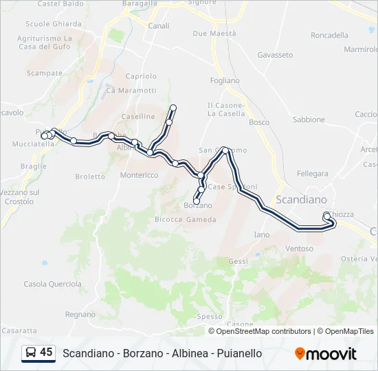 45 Bus Line Map