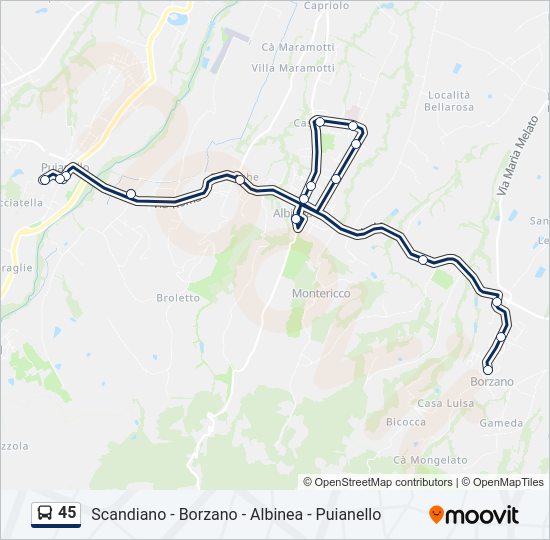 Percorso linea bus 45