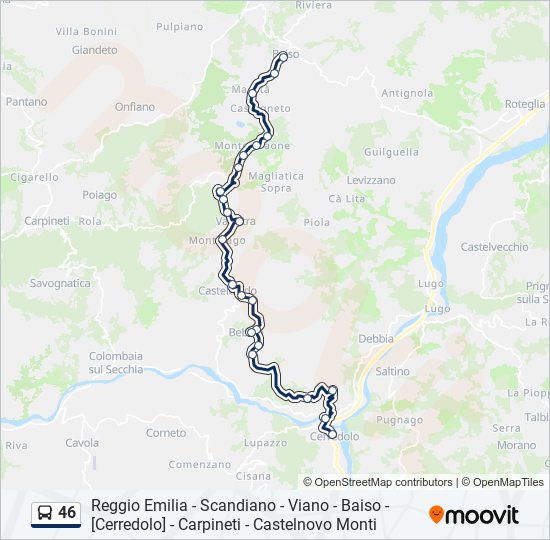 Percorso linea bus 46