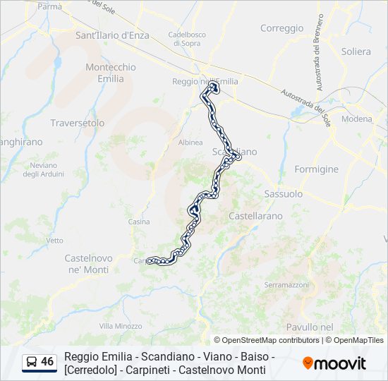 Percorso linea bus 46
