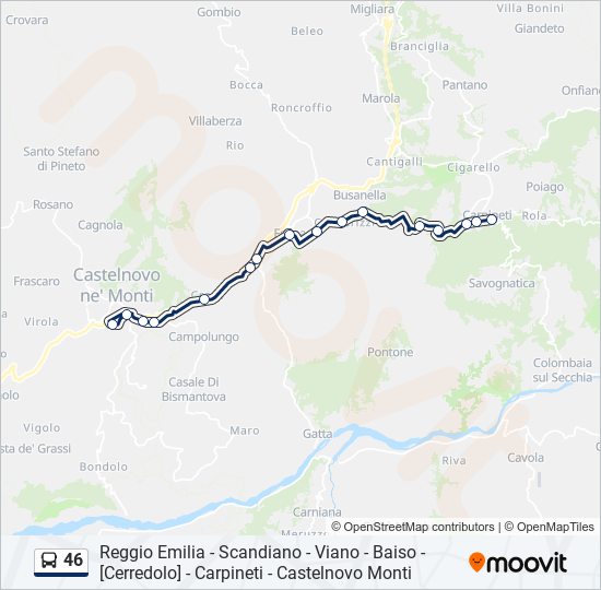 Percorso linea bus 46