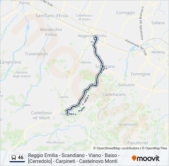 Percorso linea bus 46