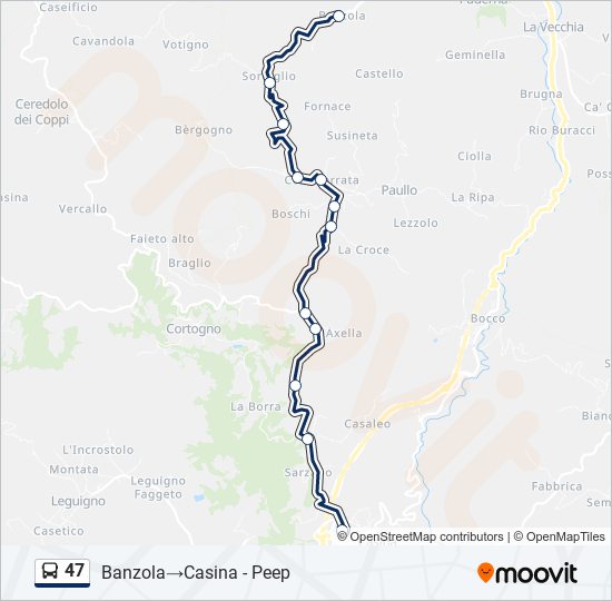 47 bus Line Map