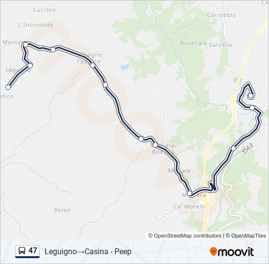 47 bus Line Map