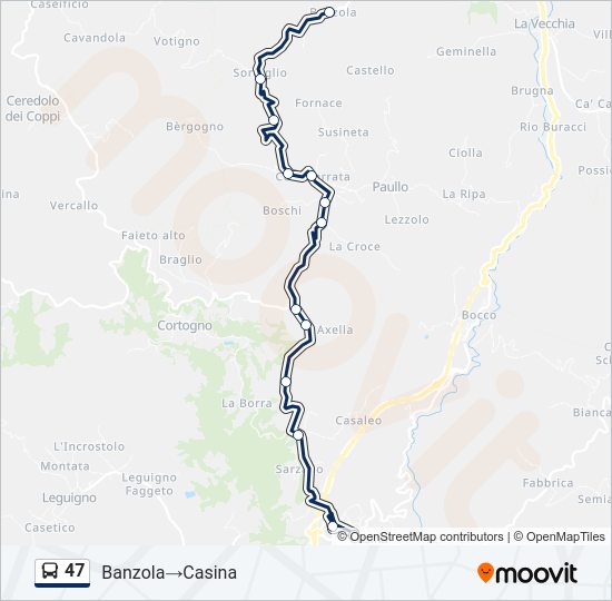 Percorso linea bus 47