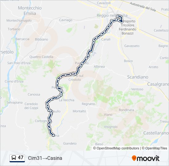 Percorso linea bus 47