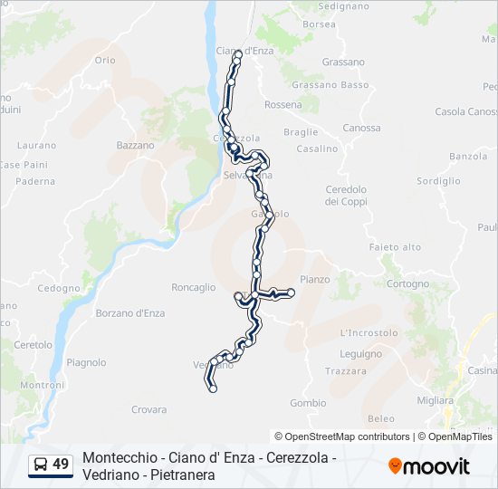 Percorso linea bus 49