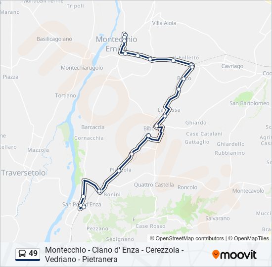 Percorso linea bus 49