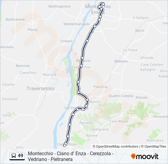 Percorso linea bus 49