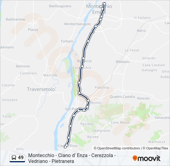 Percorso linea bus 49