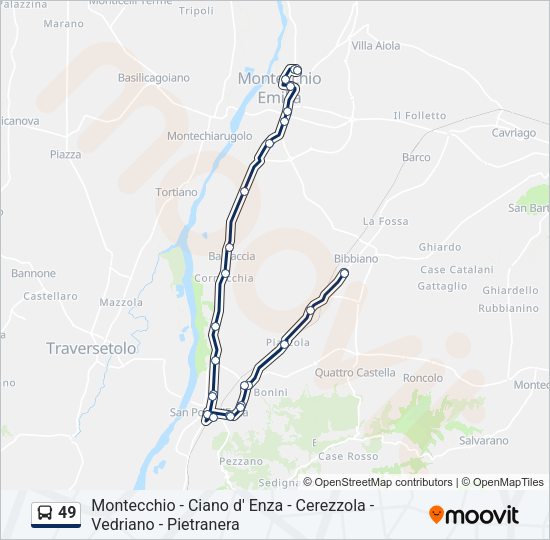 Percorso linea bus 49