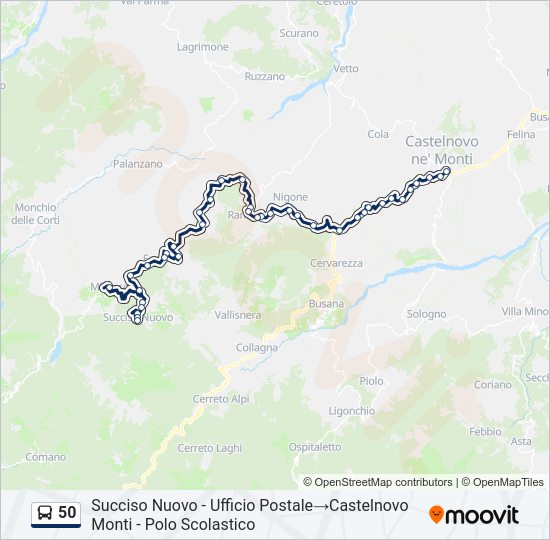 Percorso linea bus 50