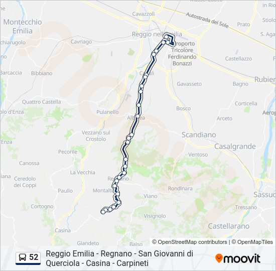 Percorso linea bus 52