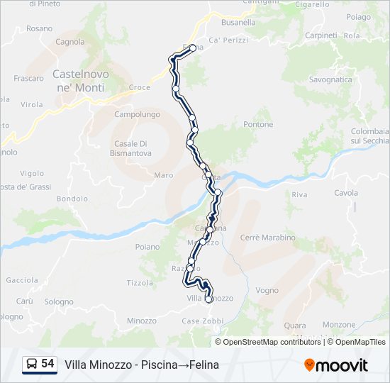 Percorso linea bus 54