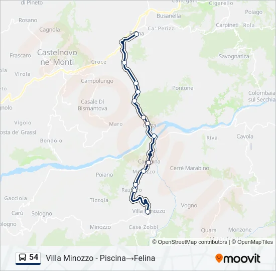 54 Bus Line Map