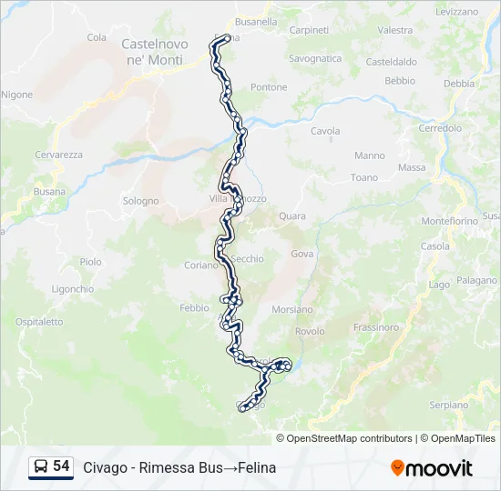 54 Bus Line Map