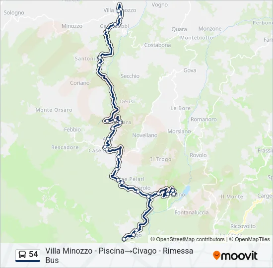 54 Bus Line Map