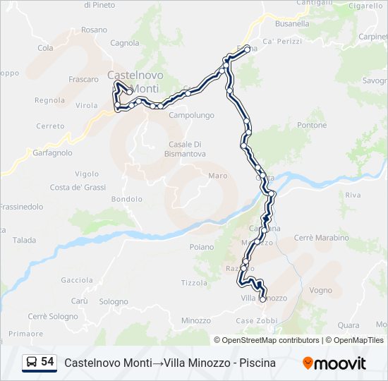 Percorso linea bus 54