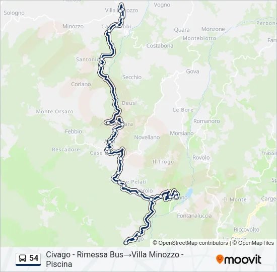 54 Bus Line Map