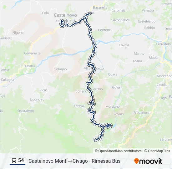 54 Bus Line Map