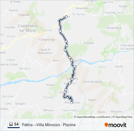 54 Bus Line Map