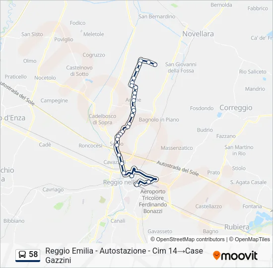 Percorso linea bus 58
