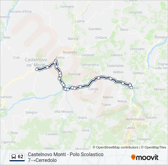 62 Bus Line Map