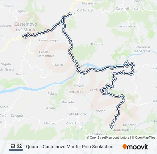 62 Bus Line Map