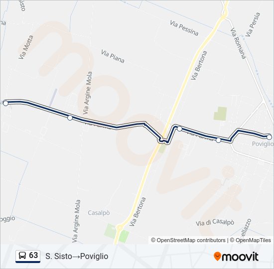 Percorso linea bus 63