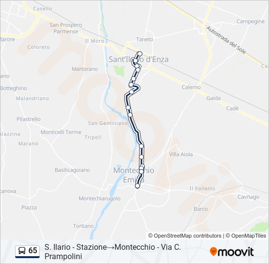 65 bus Line Map