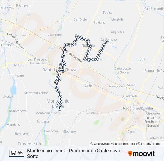 65 bus Line Map