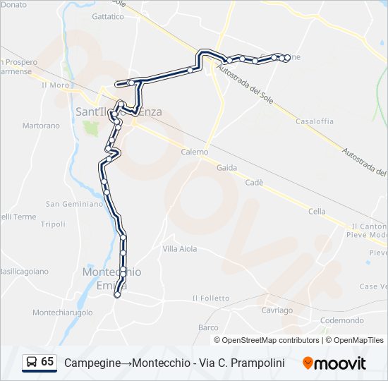 65 bus Line Map