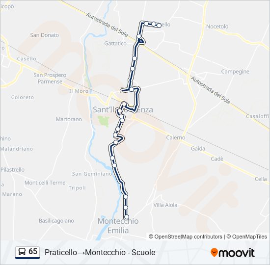 65 bus Line Map