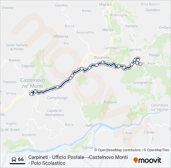 Percorso linea bus 66
